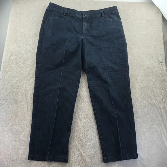 Lee Womens Jeans Size 16W Blue Dark Denim Relaxed Straight Leg Classic Mid Rise - Picture 14 of 15